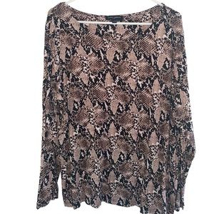 Mario Serrani Italy Snakeskin Long Sleeve Top Women’s Boatneck Size XL